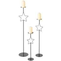 Candelabre metalice cu stea GUILA, 3 buc., înălțime 54,5 - 99,5 cm