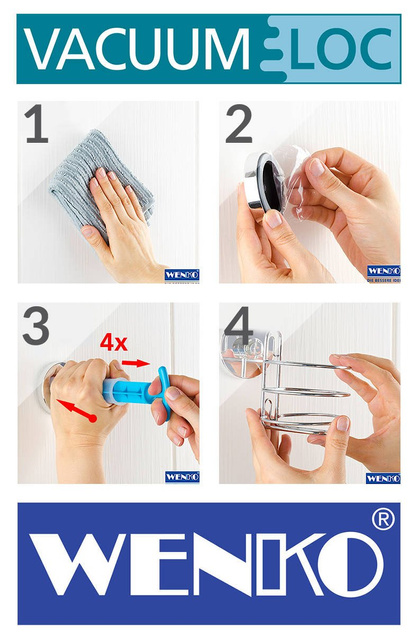 Set cuier, Wenko Quadro Vacuum-Loc, 2 bucati, Metal, Alb