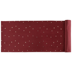 Culoar din velur pentru masă, 35 x 100 cm, cu stele aurii, roșu