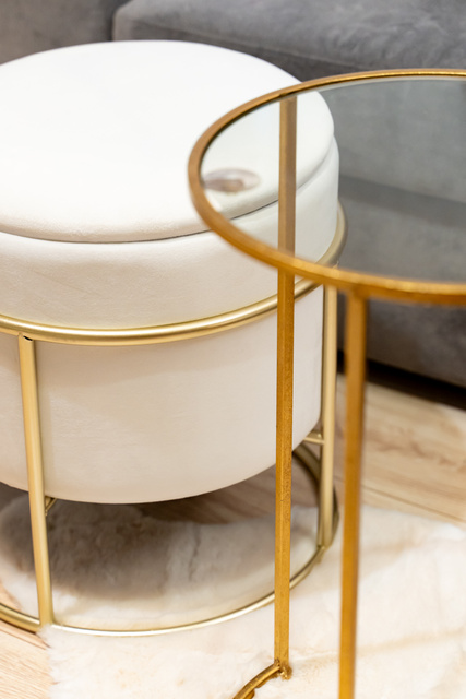 Puf cu spatiu depozitare ELIANE, rotund