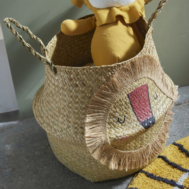 Coș pentru jucării cu mânere THE KING OF THE JUNGLE, din iută