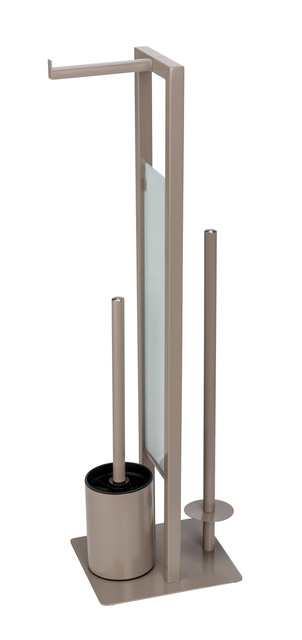 Suport pentru hârtie igienică și perie WC RIVALTA, 3 în 1, WENKO, taupe