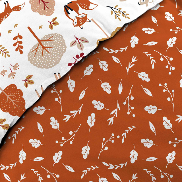 Set de lenjerie de pat pentru copii 140 x 200 cm, model cu vulpe