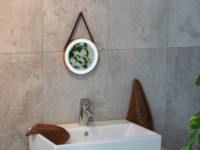 Oglindă rama din bambus, Ø 30 cm, WENKO