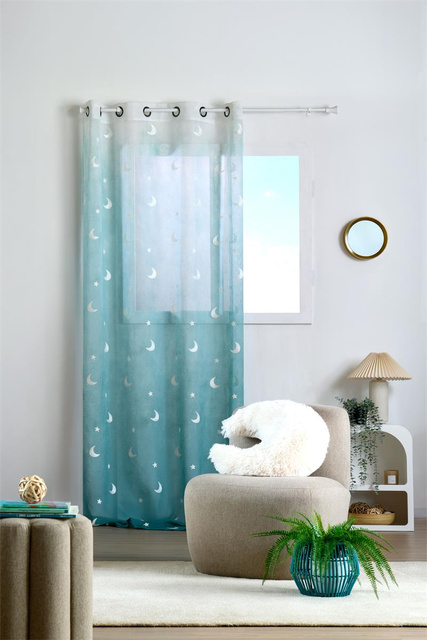 Cortină cu motiv de lună 140 x 260 cm, albastru