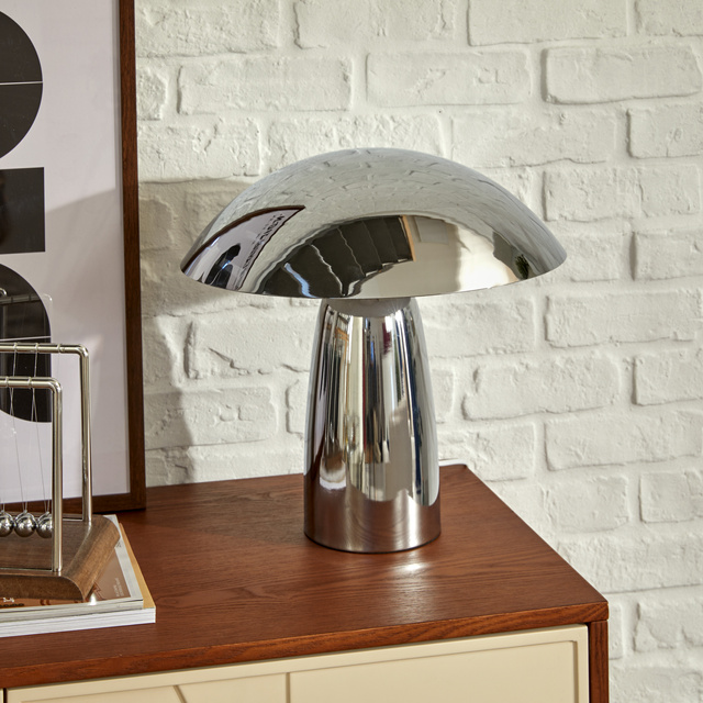 Lampa de noapte ciupercă OMIA, argintie, înălțime 34 cm