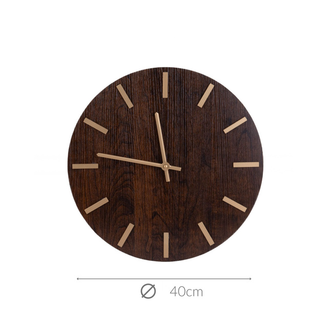 Ceas de perete cu cadran minimalist imitand lemnul, MDF, Ø 40 cm