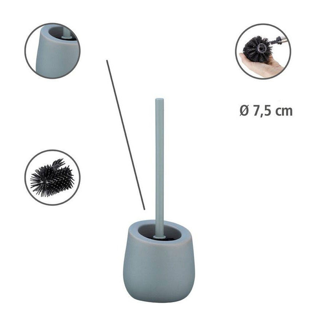 Perie WC cu suport BADI, Gri, 38x13,5x13,5, Wenko