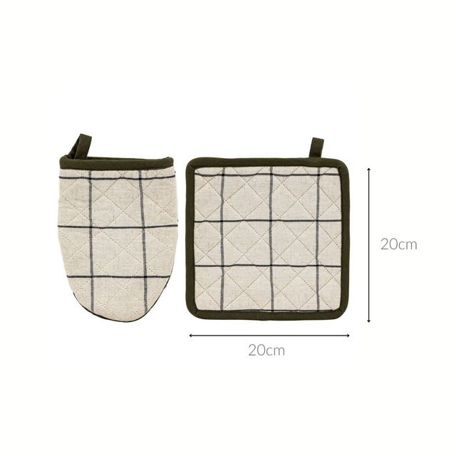 Mănușă și suport pentru vase Coral cu carouri