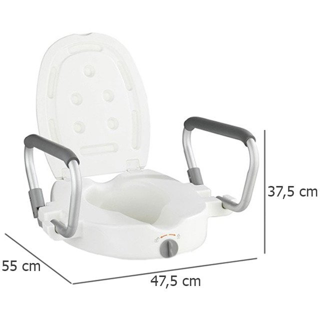 Capac pentru toaletă ridicat Secura WENKO, accesoriu pentru toaletă cu mânere, greutate maxima 130 kg