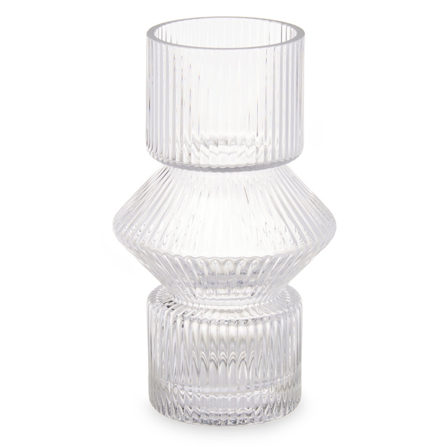 Vaza din sticla, canelata, 9,5 x 16,5 cm