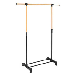 Suport din metal și plastic cu efect de lemn pentru haine