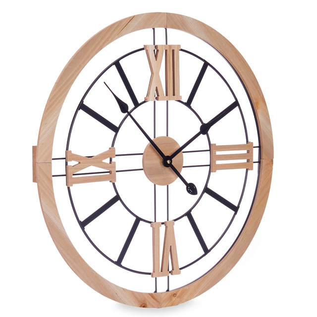 Ceas de perete mansarda, MDF + metal, 60 cm