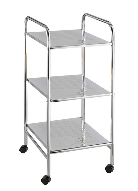 Raft pentru baie pe roti cu trei rafturi, din otel, 32 x 71 x 36,5 cm, Wenko