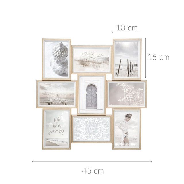 Rama foto Moly, pentru 9 fotografii, alb