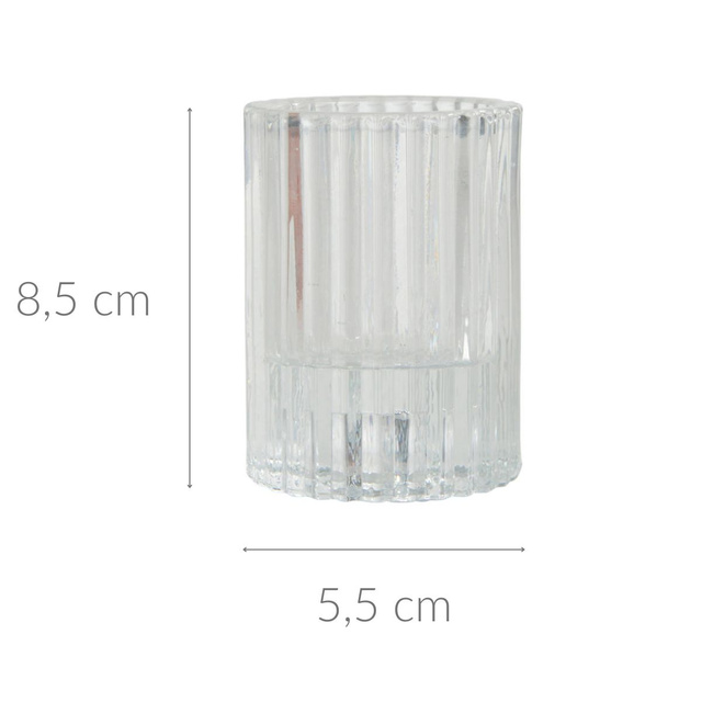 Suport lumanare din sticlă colorată cu nervuri, Ø 5,5 cm