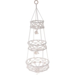 Suport suspendat pentru plante Makrame, cu 3 ghivece, Ø 30 x 85 cm