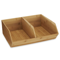 Organizator de birou din bambus, cu doua compartimente