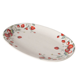 Platou ceramic Emily, model cu capsuni, 29 x 18 cm