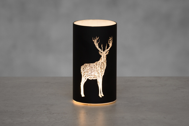 Lampă de sticlă LED cu ren, 15,5 cm