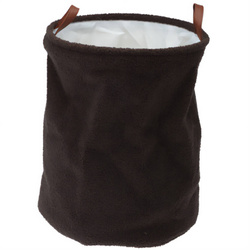 Coș de depozitare din material boucle, mânere din piele artificială, Ø 38 x 50 cm