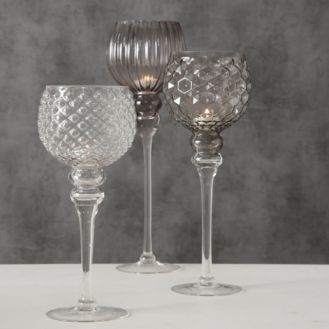 Set 3 sfeșnice din sticlă, Manou