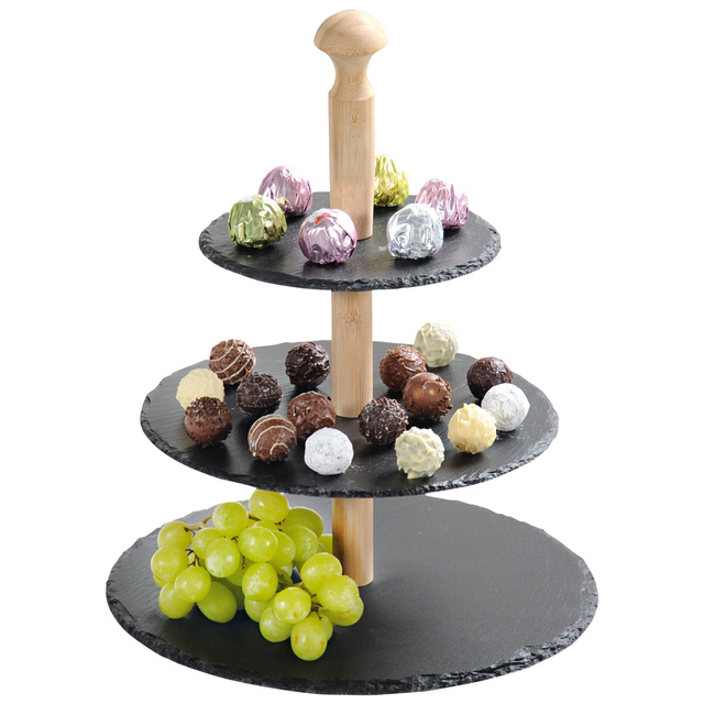 Platou cu 3 niveluri, ardezie, Kesper