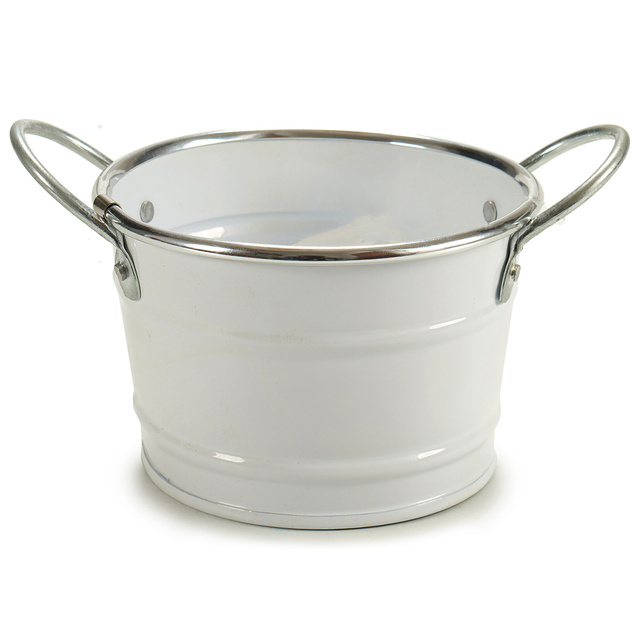 Husa ghiveci din zinc, alb, Ø 11,5 cm