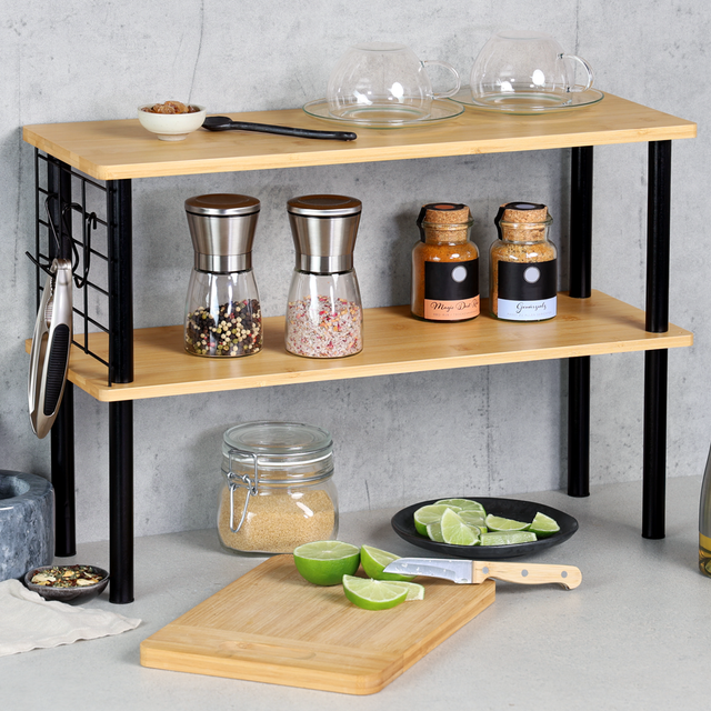 Etajeră de bucătărie din bambus pentru blat, 55 x 20 x 38 cm