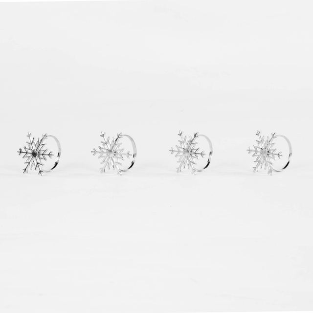 Ineluri argintii pentru șervețele cu motiv sărbătoresc, 4 buc.