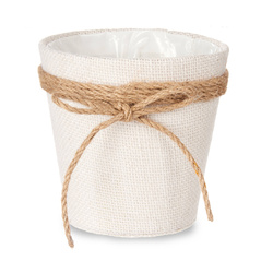 Husa pentru ghiveci impletit cu fundita de iuta, Ø 13 cm