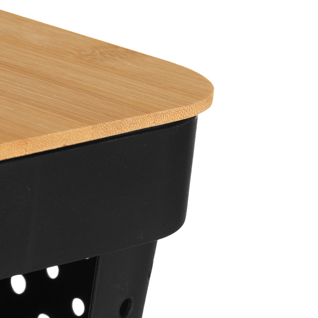 Recipient din plastic cu capac din bambus, 36 x 26 x 14 cm