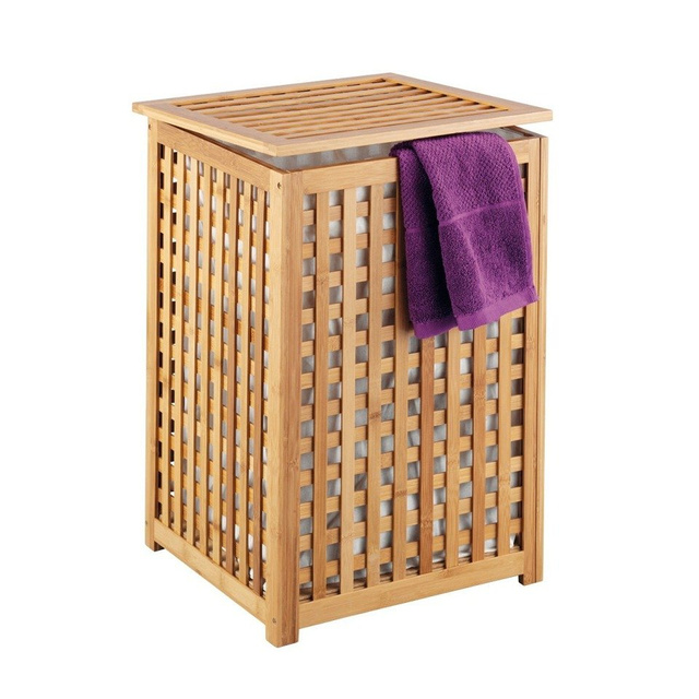 Coș de rufe din bambus cu capac - 92 litri, inserție detașabilă, BAMBOO ZELLER