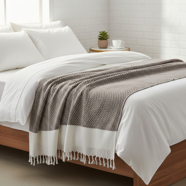 Pătură din bumbac pentru pat, 130 x 160 cm, negru