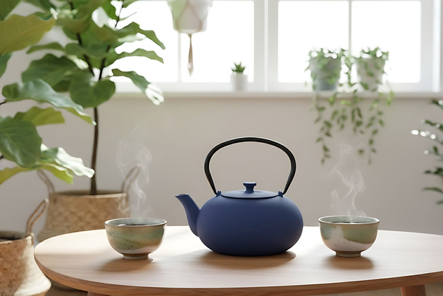 Ceainic din fontă cu infuzor NOMI, 800 ml, bleumarin