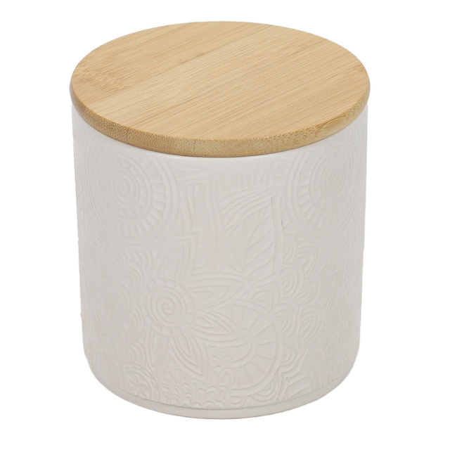 Borcan ceramic cu capac din bambus, Ø 10 x 10,5 cm