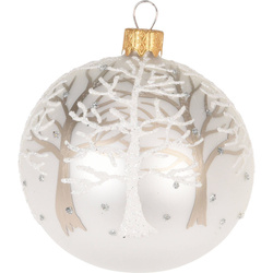 Globulet de sticlă, decor cu sclipici, Ø 8 cm