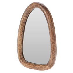 Oglindă ovală mică în ramă din lemn de mango