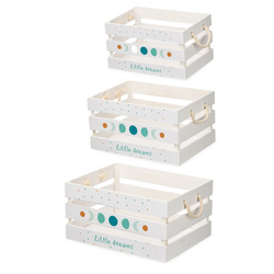 Lădițe albe din lemn cu mânere LOVE, 3 bucăți