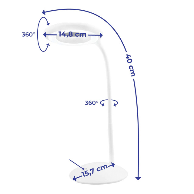 Lampa LED de birou, cu lupa Ø 14,8 cm