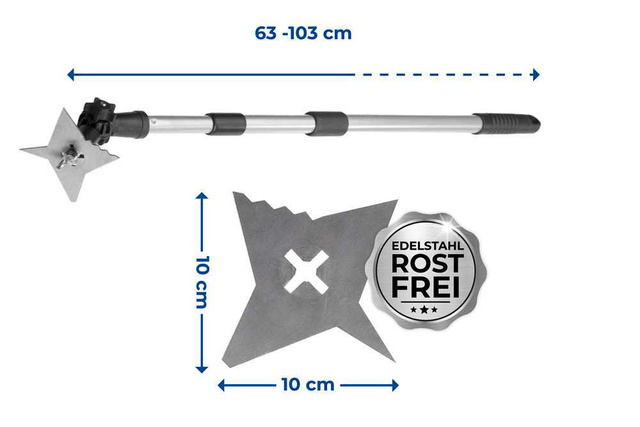 Racleta pentru chit cu 4 dinti cu maner telescopic