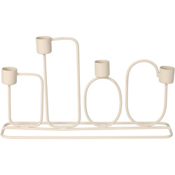 Candelabru metalic de culoare gri deschis pentru 4 lumânări, 27 x 15,7 cm