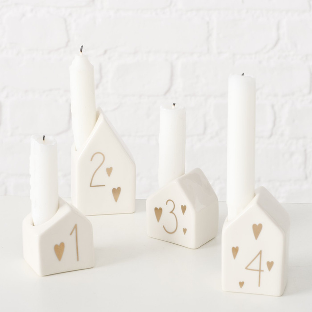 Set de suporturi pentru lumânări - căsuțe pentru lumânări de Advent HONTA, 4 buc.