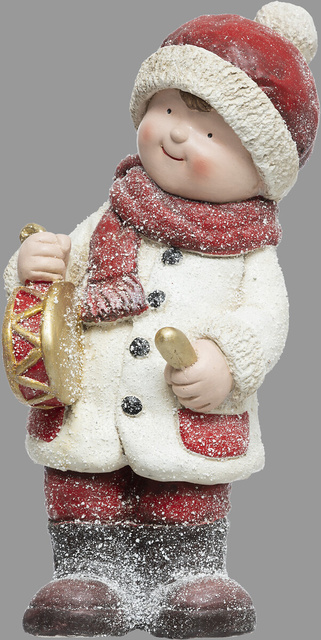 Figurina decorativa de Craciun, baietel cu toba, 20 x 42 cm