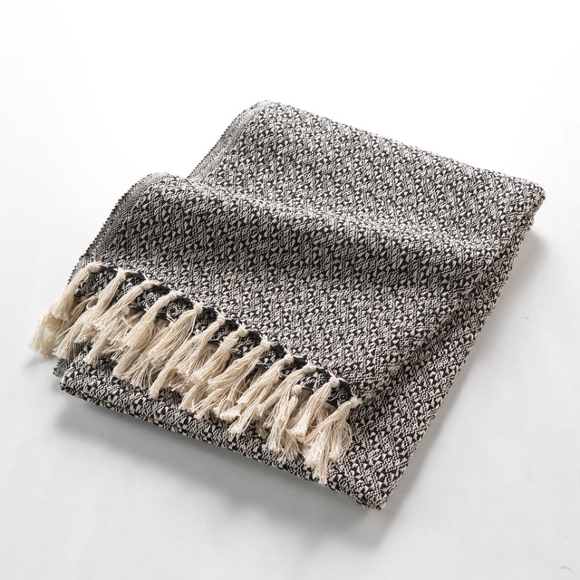 Cuvertura de pat cu ciucuri JUNON, model etnic, bumbac, 125 x 150 cm