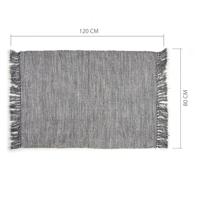 Covor cu ciucuri din bumbac natural, 80 x 120 cm