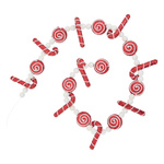 Ghirlandă festivă cu pălării de Moș Crăciun și bețe de zahăr, 180 cm