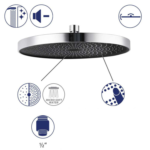 Set de dus cu efect de ploaie, cu functie Softwater, WENKO