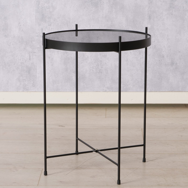 Masa metalica cu blat din sticla, SHERIN, 50 cm