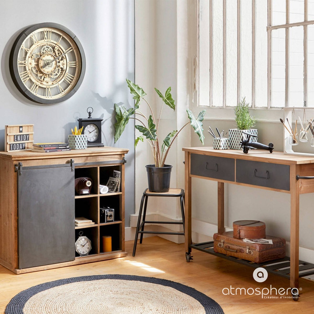 Ceas industrial cu mecanism Ø 61,5 cm, maro